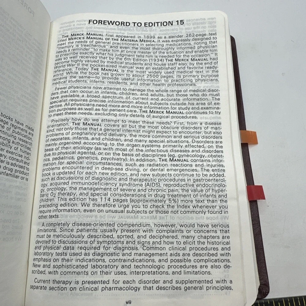 Merck Manual Vol 1‎ General Medicine 1987 15th Edition Leatherette